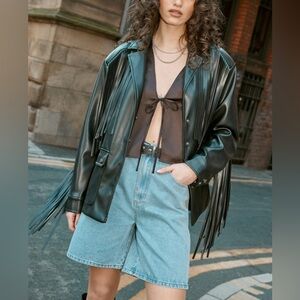 NastyGal
Fringe Faux Leather Belted Jacket size 10